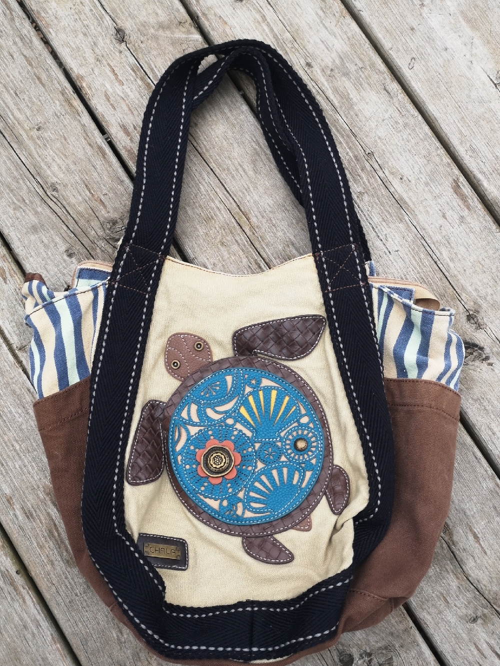 Funky Chala canvas turtle tote/shoulder bag